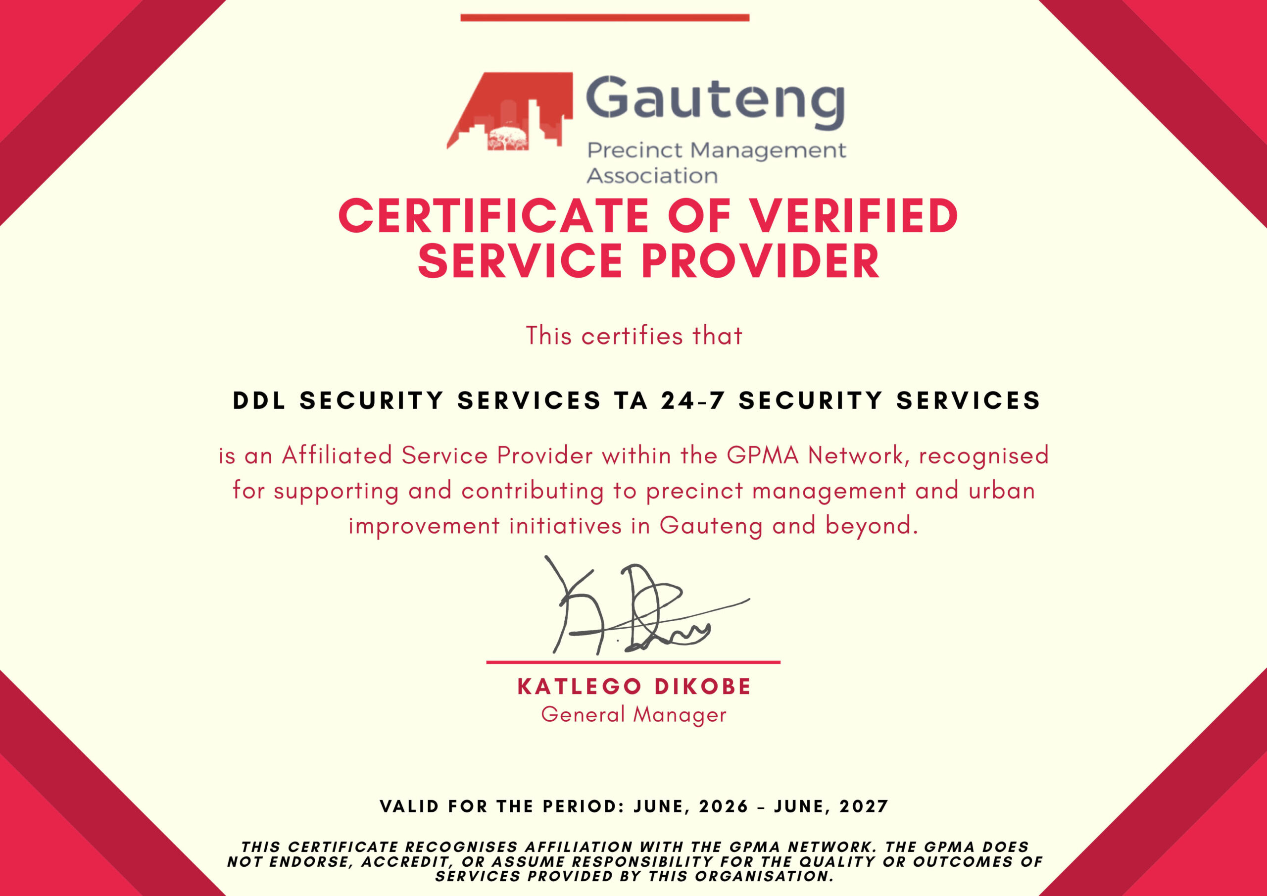 GPMA Certificate